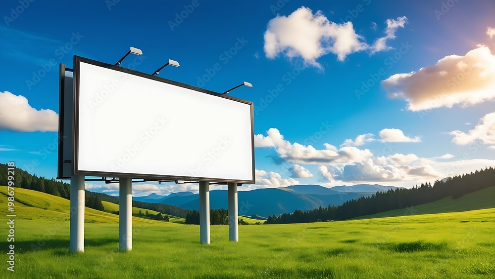 Billboard in a Breathtaking Mountain Valley, Hinting at Upcoming Developments Billboard in a Breathtaking Mountain Valley, Hinting at Upcoming Developments