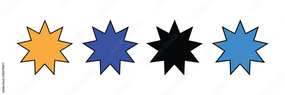 nine pointed star bahai symbol set. bahai Religious symbols icon vector. nine pointed star bahai symbol set. bahai Religious symbols icon vector.