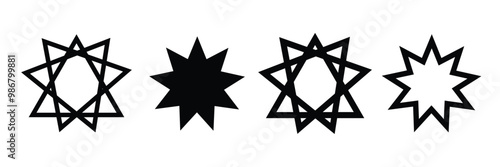 baha'i bahai. bahaism. Bahai star Religious symbol sign icon symbol ui and ux design, glyphs and stroke line icon.