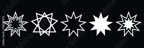 Bahai Vector Symbol. bahai outline icon. Linear vector from religion concept. 