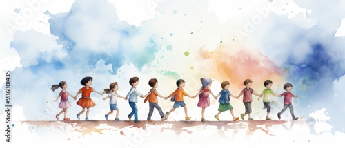 International Children's Day Watercolor Illustration