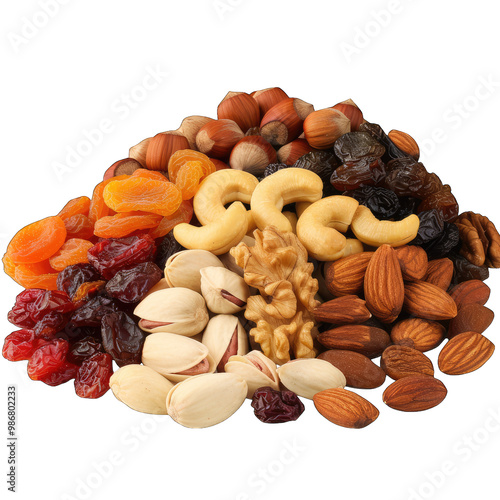 mix of nuts and raisins on transparent background png