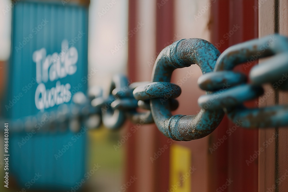 Rusted padlocked chain securing a worn decaying metal gate in an abandoned industrial urban setting The heavily weathered and corroded hardware symbolizes restricted access security Rusted padlocked chain securing a worn decaying metal gate in an abandoned industrial urban setting The heavily weathered and corroded hardware symbolizes restricted access security