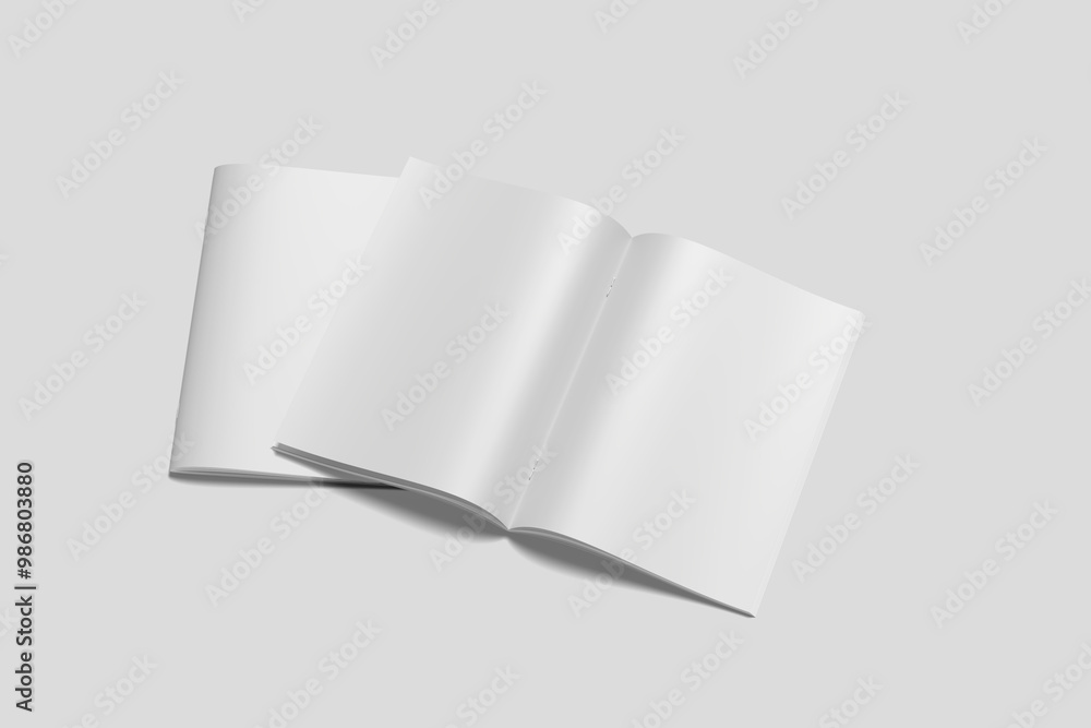 Blank cover and opened magazine mockup Blank cover and opened magazine mockup