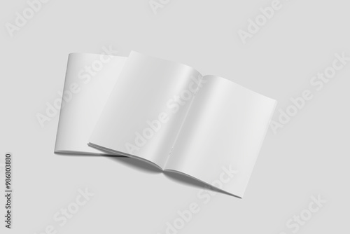 Blank cover and opened magazine mockup