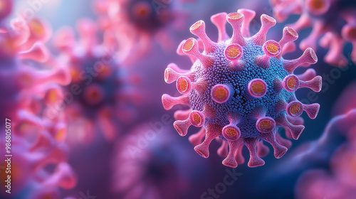 Molecular model of rhinovirus, the virus that causes common cold and rhinitis. model of molecular viral infectious agent structure, RNA virus cell