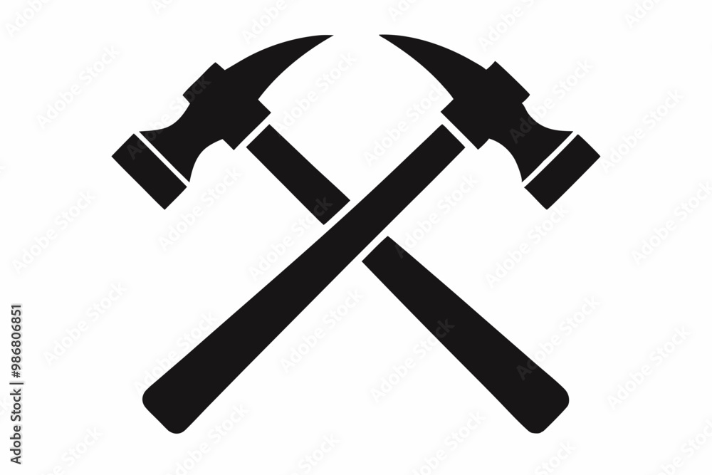 Two crossed hammer vector silhouette, Two crossed hammer icon Two crossed hammer vector silhouette, Two crossed hammer icon
