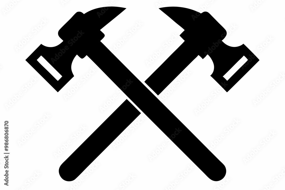 Two crossed hammer vector silhouette, Two crossed hammer icon Two crossed hammer vector silhouette, Two crossed hammer icon