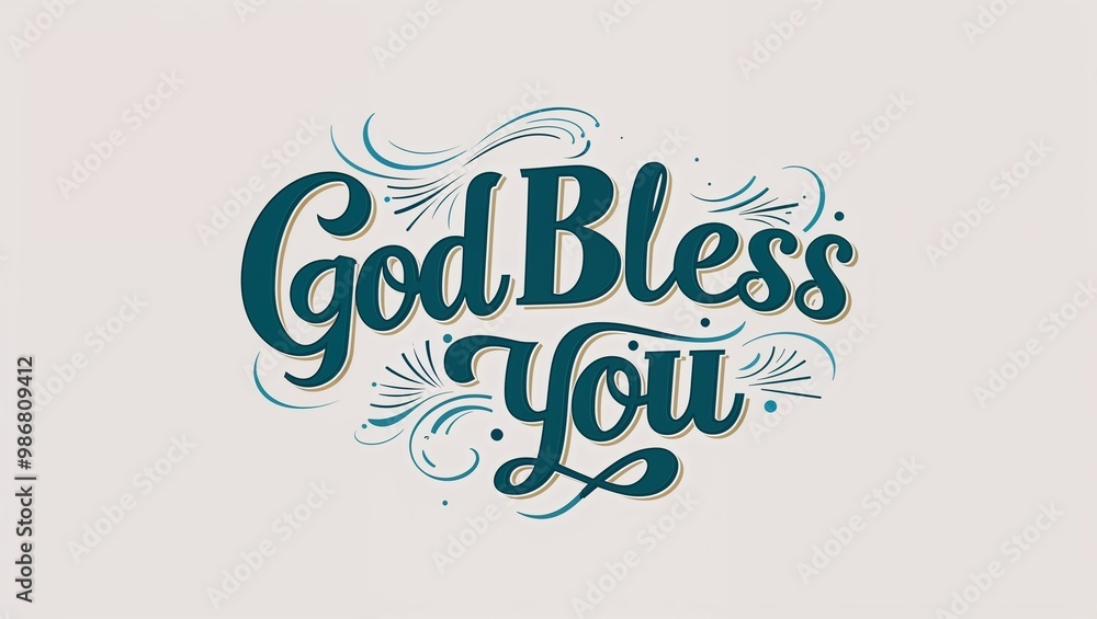 God bless you decorative design lettering on plain white background God bless you decorative design lettering on plain white background