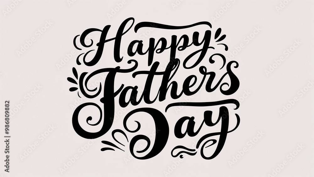 Obraz premium happy fathers day calligraphy lettering black ink on plain white background