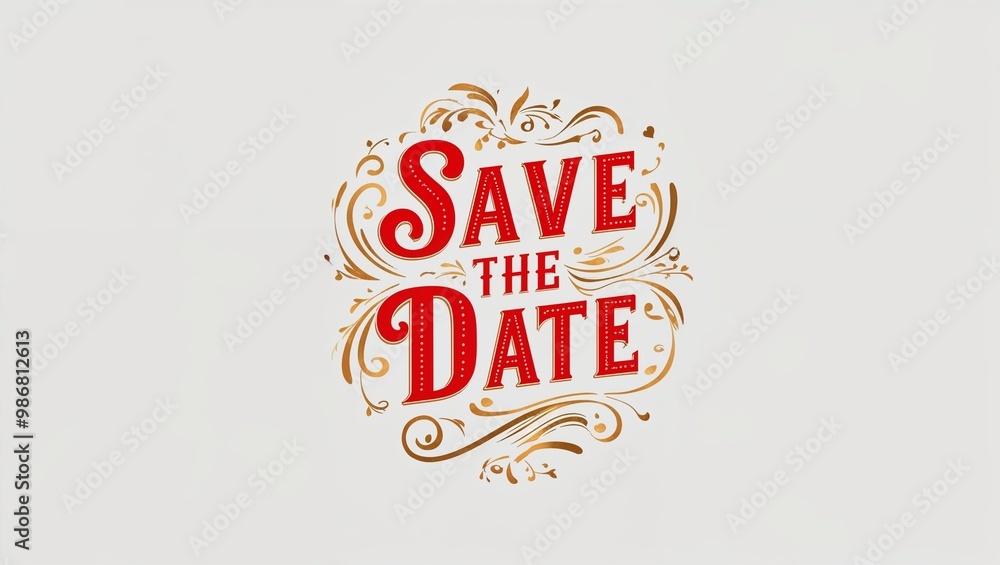 Fototapeta premium save the date decorative design lettering on plain white background