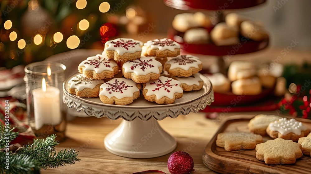 Delightful Christmas cookies on a beautifully decorated plate. Perfect for holiday gatherings and festive celebrations. Delightful Christmas cookies on a beautifully decorated plate. Perfect for holiday gatherings and festive celebrations.