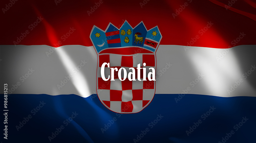 Naklejka premium クロアチアの国旗に国名