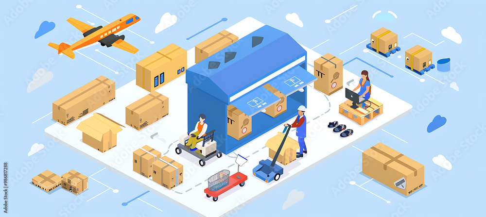 Obraz premium Smart inventory solutions AI in logistics automation where artificial intelligence manages stock levels predicts demand and ensures timely replenishment