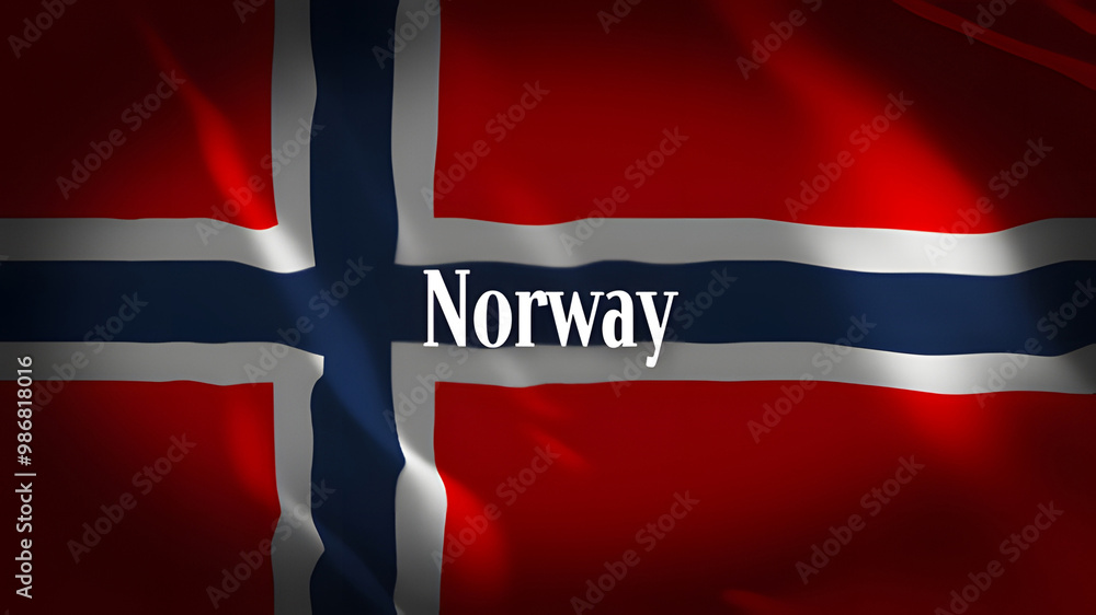 Fototapeta premium ノルウェーの国旗に国名