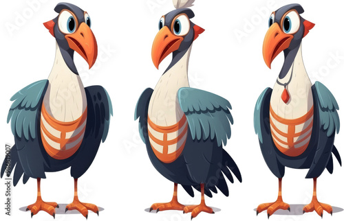 Cute Cartoon King Vulture Character with Room for Copy isolated on transparent png background photo