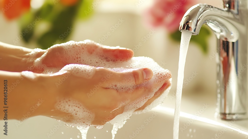 Fototapeta premium Washing Hands with Soapy Bubbles