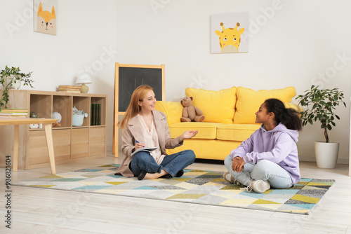 Female psychologist talking...