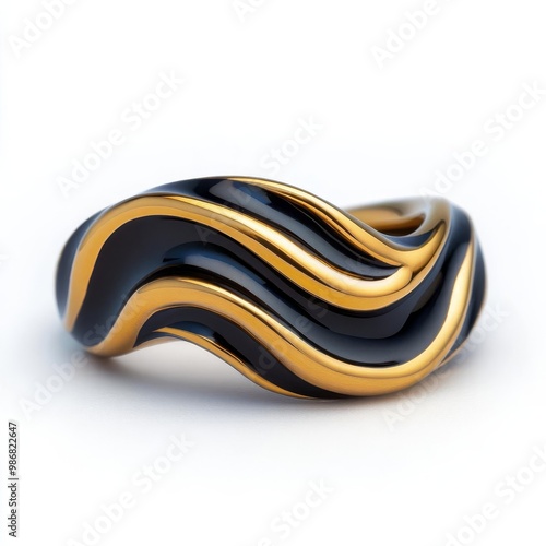 Wallpaper Mural Abstract swirl ring with black and gold tones, showcasing modern artistry Torontodigital.ca