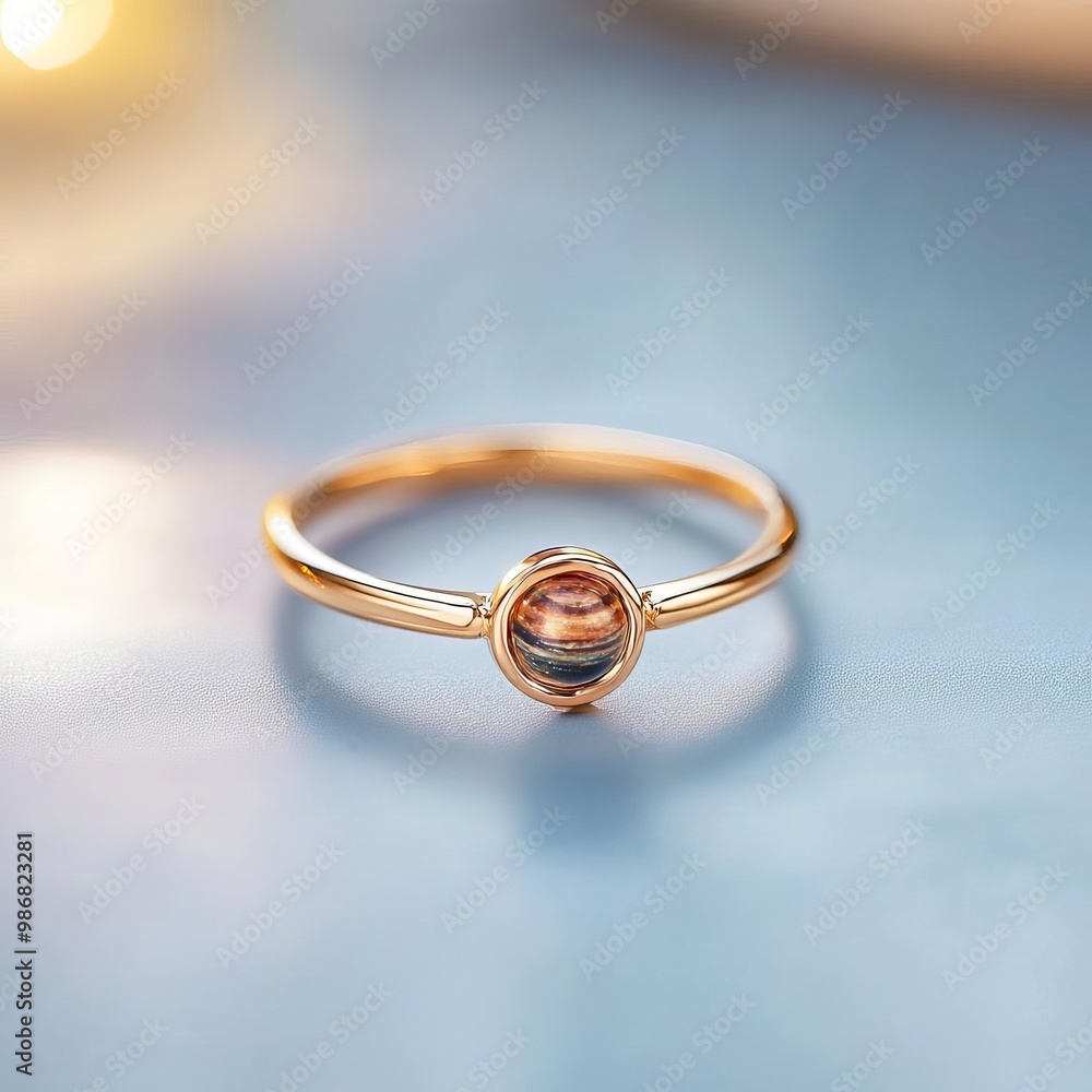 Celestial ring with a rotating planet charm, capturing the cosmos' magic Celestial ring with a rotating planet charm, capturing the cosmos' magic