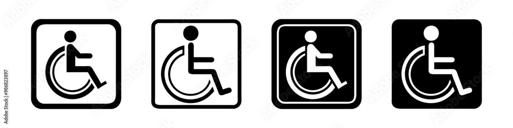 Disabled icons, Wheelchair symbols, handicapped access signs set. Wheelchair, handicapped access sign or symbols. Disabled handicap icons. Wheelchair icon symbol set Disabled icons, Wheelchair symbols, handicapped access signs set. Wheelchair, handicapped access sign or symbols. Disabled handicap icons. Wheelchair icon symbol set