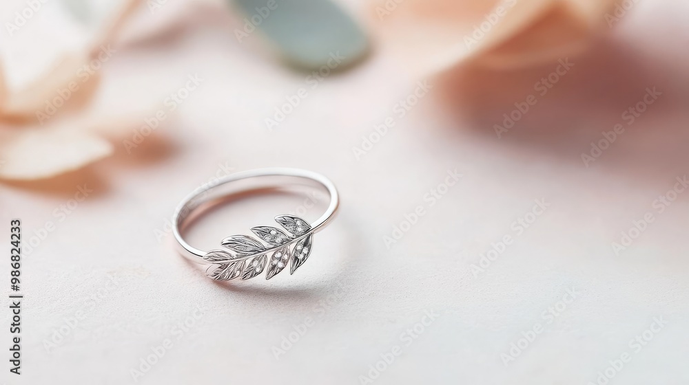 Feather-shaped ring with delicate details, embodying freedom and lightness Feather-shaped ring with delicate details, embodying freedom and lightness