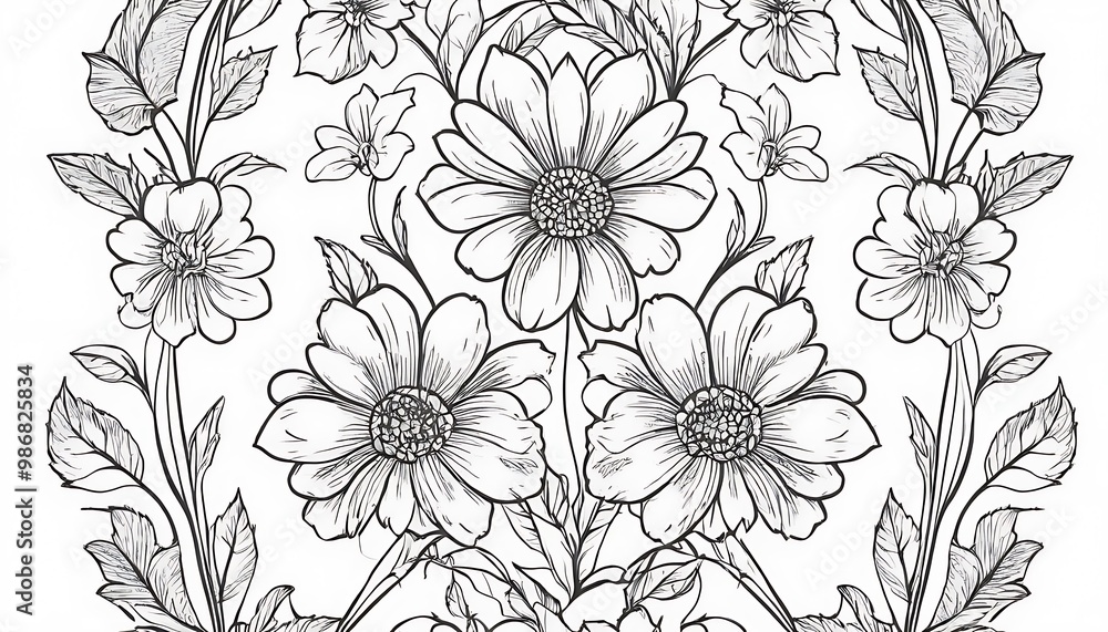 Doodled Chrysanthemum Floral Frame With Background,illustration, cute, flower, leaf, nature, single flower, vector, plant, black and white, doodle, femininity, monochrome, copy space,4789 Doodled Chrysanthemum Floral Frame With Background,illustration, cute, flower, leaf, nature, single flower, vector, plant, black and white, doodle, femininity, monochrome, copy space,4789