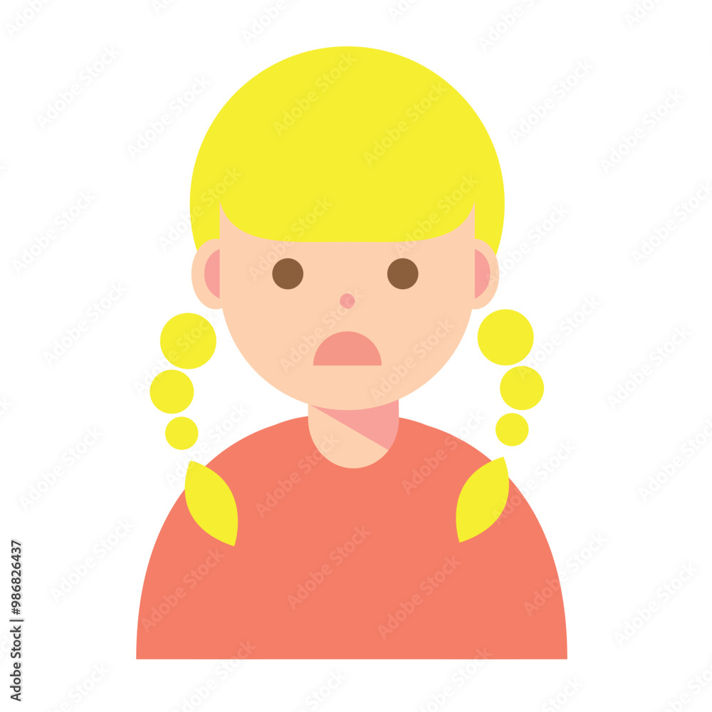 困った顔の女性のイラスト