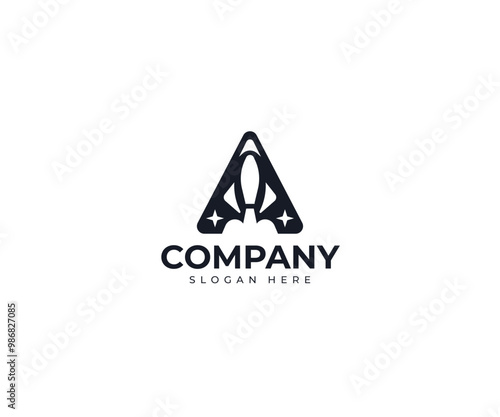 Obraz na płótnie Letter A Rocket Logo Design – Dynamic Space-Inspired Symbol for Startups & Innovation Branding w salonie