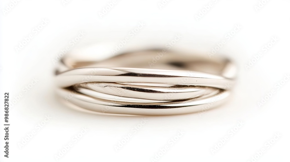 Naklejka premium Triple-band ring with a braided design, offering texture and depth