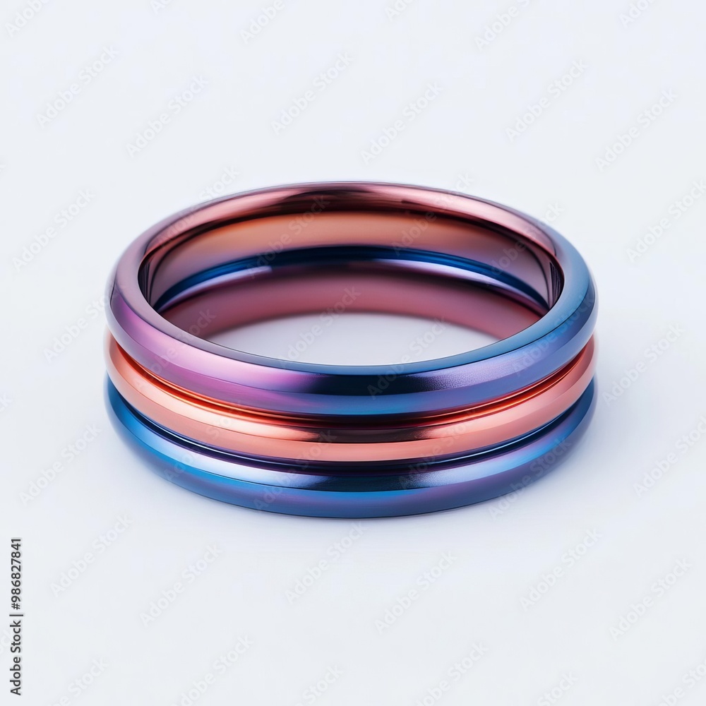 Triple-band ring with a gradient of colors, representing transformation Triple-band ring with a gradient of colors, representing transformation