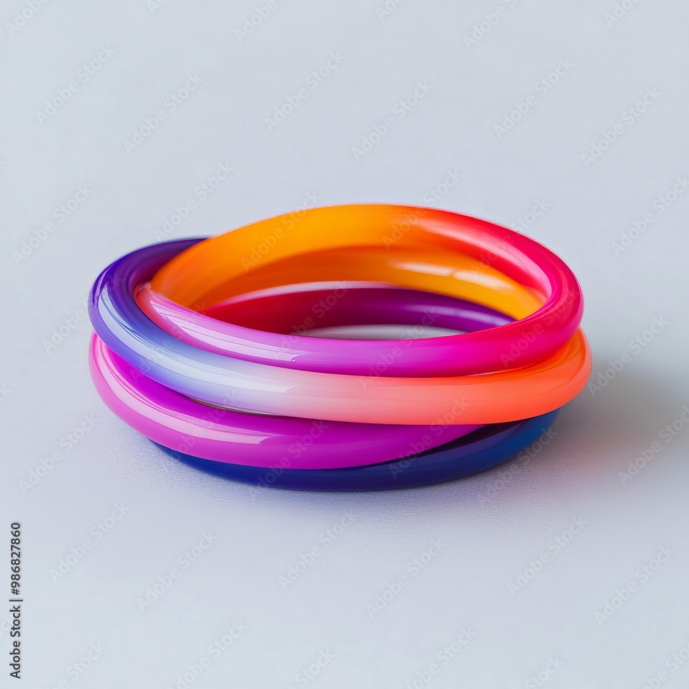Triple-band ring with a gradient of colors, representing transformation Triple-band ring with a gradient of colors, representing transformation