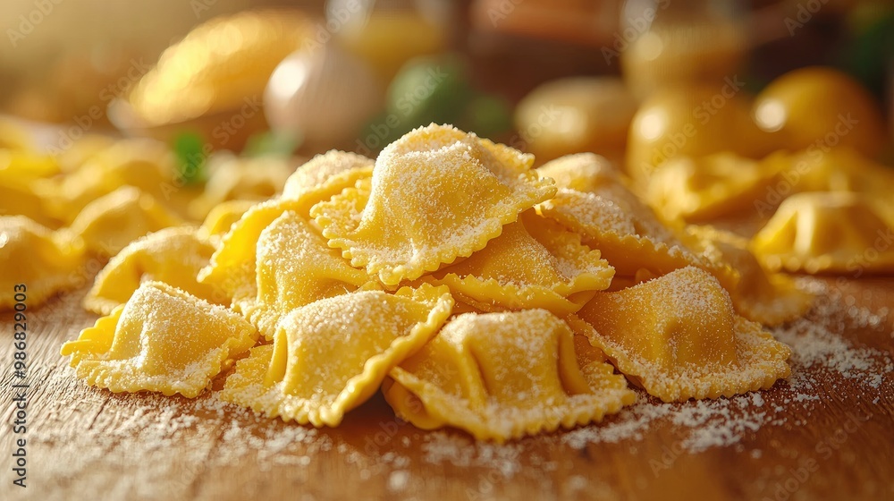 Freshly Made Ravioli with Parmesan Cheese Freshly Made Ravioli with Parmesan Cheese