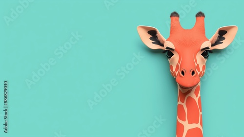 Sweet cartoon giraffe flat design top view zoo theme animation colored pastel photo