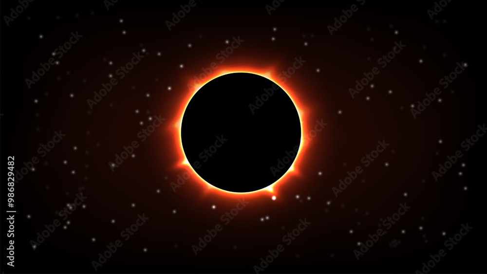Obraz premium Solar Eclipse Illustration.Total solar eclipse vector illustration 