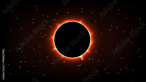 Solar Eclipse Illustration.Total solar eclipse vector illustration	