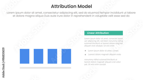 attribution model infographic template banner with linear click or touch type information for slide presentation