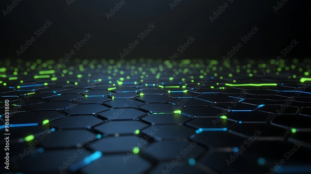 Obraz premium Abstract hexagonal pattern with glowing lines.