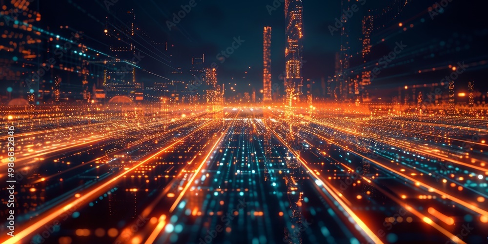 A futuristic digital roadmap shown as a luminous grid with interconnected pathways, representing the strategic direction and technological progress in a digital landscape A futuristic digital roadmap shown as a luminous grid with interconnected pathways, representing the strategic direction and technological progress in a digital landscape