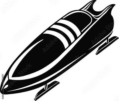 Bobsleigh silhouette icon, Vector illustration on black and white.