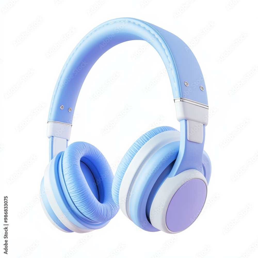 A clean, pastel-colored 3D design of a blue audio headset icon, symbolizing modern digital sound, set against a white backdrop A clean, pastel-colored 3D design of a blue audio headset icon, symbolizing modern digital sound, set against a white backdrop