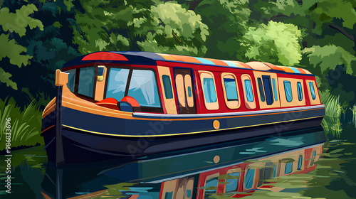 Traditional hand painted tole design for a canal boat or a narrow boat photo