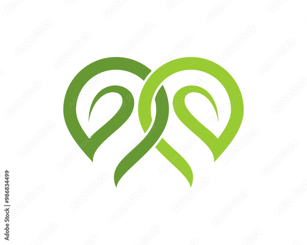 Green leaf connection incorporating vector logo Green leaf connection incorporating vector logo