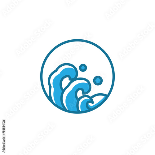 Ocean wave logo, Modern and traditional sea wave style for logo