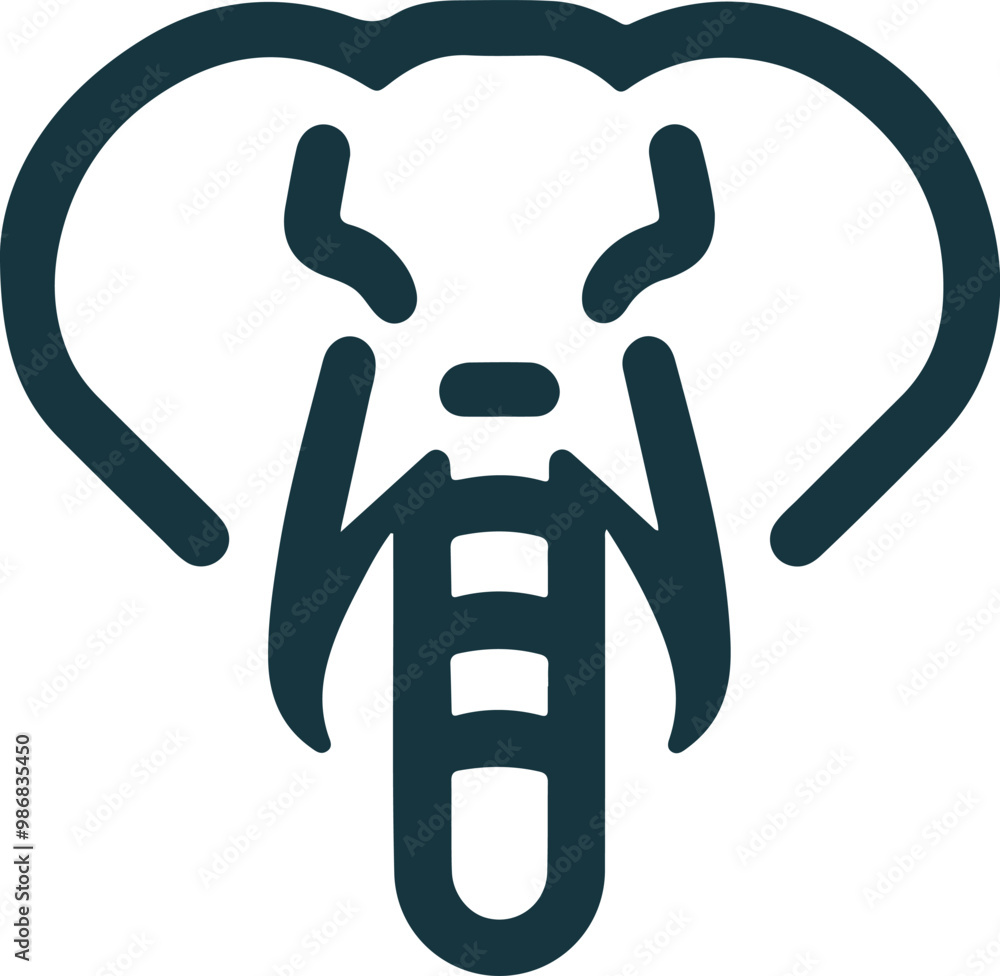 a elephant head icon, featuring a modern stylish shape with an underline, set on a solid white background a elephant head icon, featuring a modern stylish shape with an underline, set on a solid white background