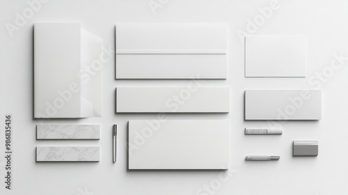 Corporate stationery set mockup at white textured paper background