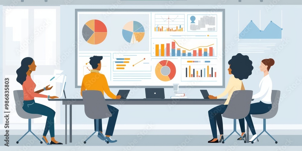A conference room with diverse team members presenting charts and graphs, with intense focus and collaboration, highlighting a high-stakes business presentation A conference room with diverse team members presenting charts and graphs, with intense focus and collaboration, highlighting a high-stakes business presentation