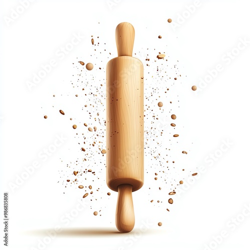 Rolling pin, white isolate background photo