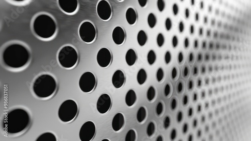 Metal Grid with Black Holes and White Dots Pattern Backdrop