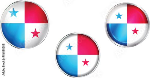 Round national flag pin of Panama.Circular vector flag of Panama